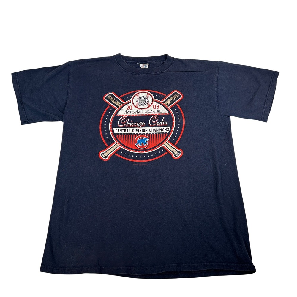 Vintage Majestic Chicago Cubs 2003 NL Central Division‎ Champions Shirt Mens L